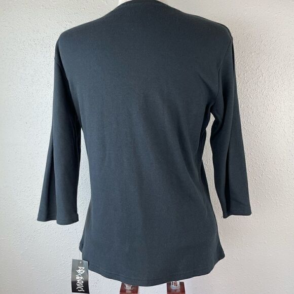 NWT PBX Basics Black Three Quarter Sleeve T-Shirt Size M - Picture 3 of 4